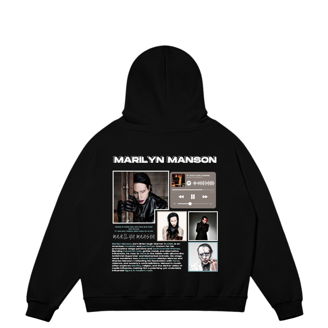 VISTELLA™ Kişiye Özel Oversize Marilyn Manson Hoodie