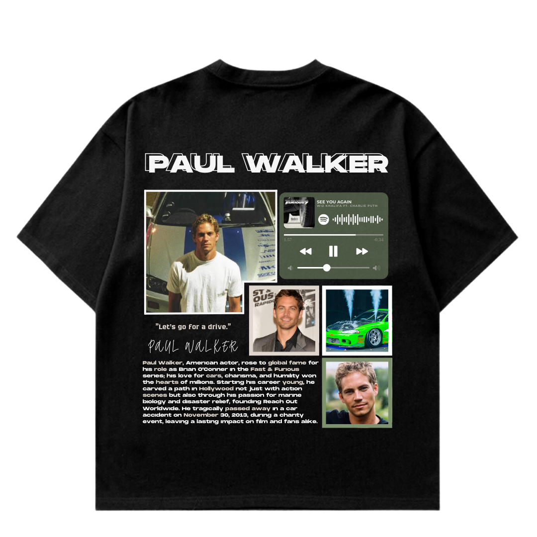 VISTELLA™ Kişiye Özel Oversize Paul Walker T-shirt