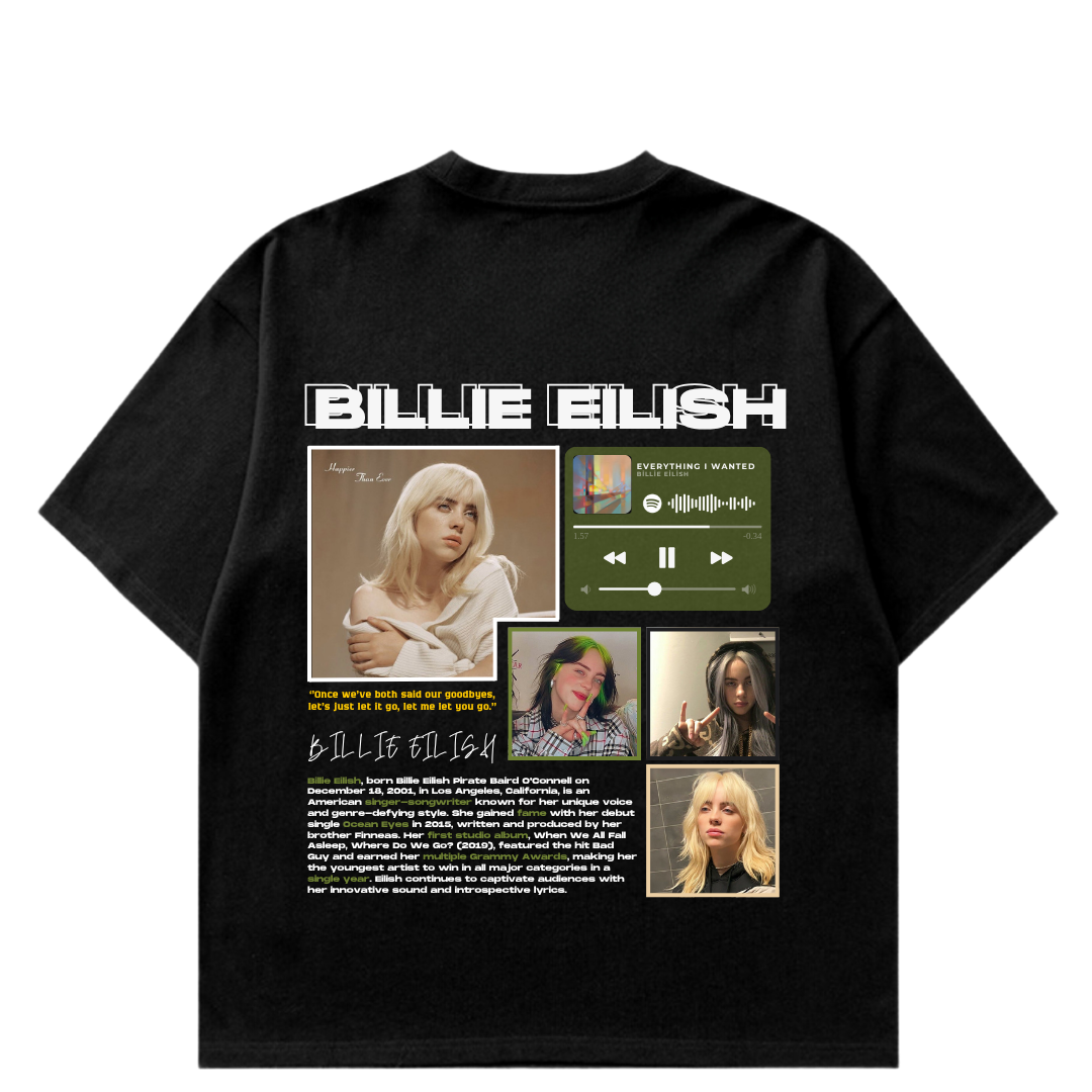 VISTELLA™ Kişiye Özel Oversize Billie Elish T-shirt