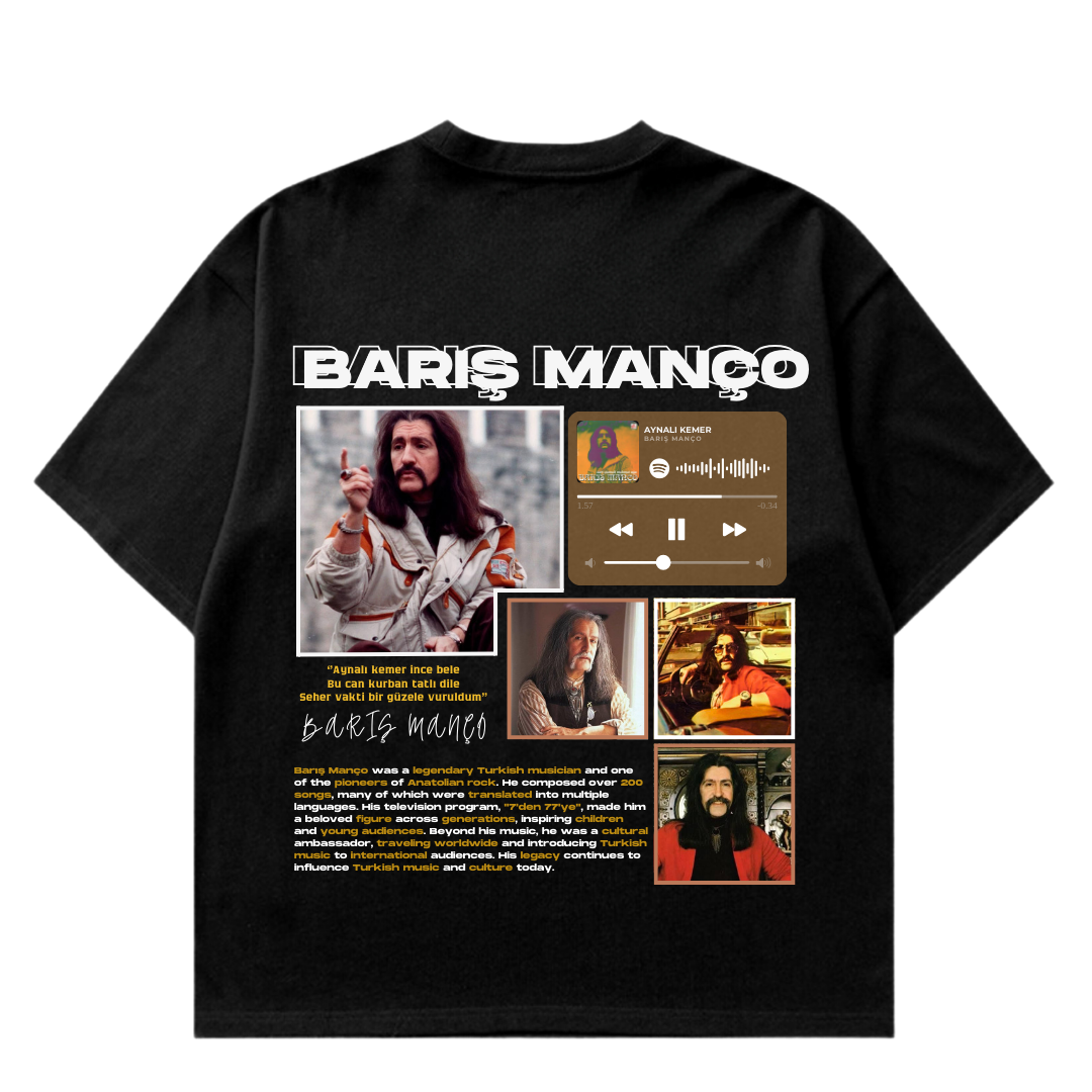 VISTELLA™ Kişiye Özel Oversize Barış Manço T-shirt