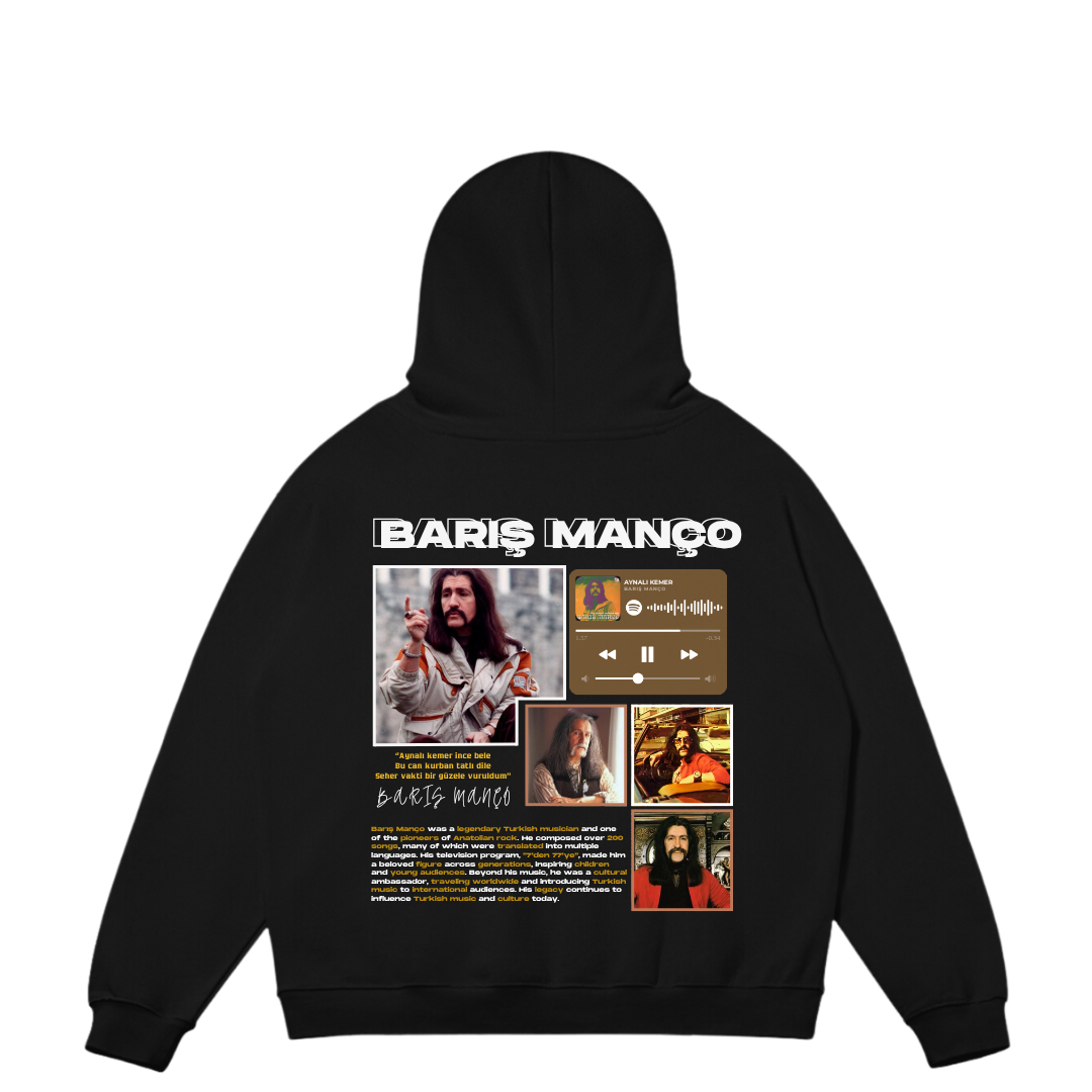 VISTELLA™ Kişiye Özel Oversize Barış Manço Hoodie