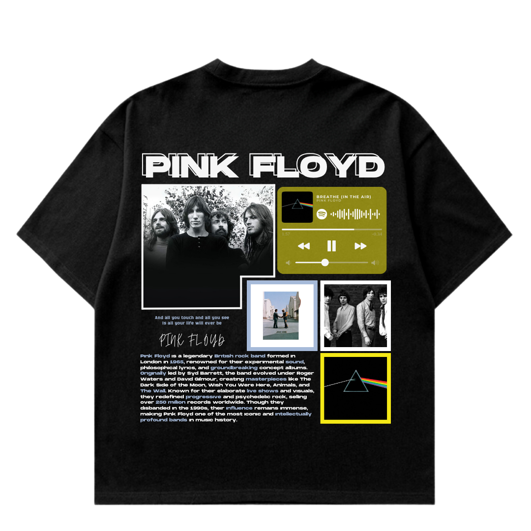 VISTELLA™ Kişiye Özel Oversize Pink Floyd T-shirt