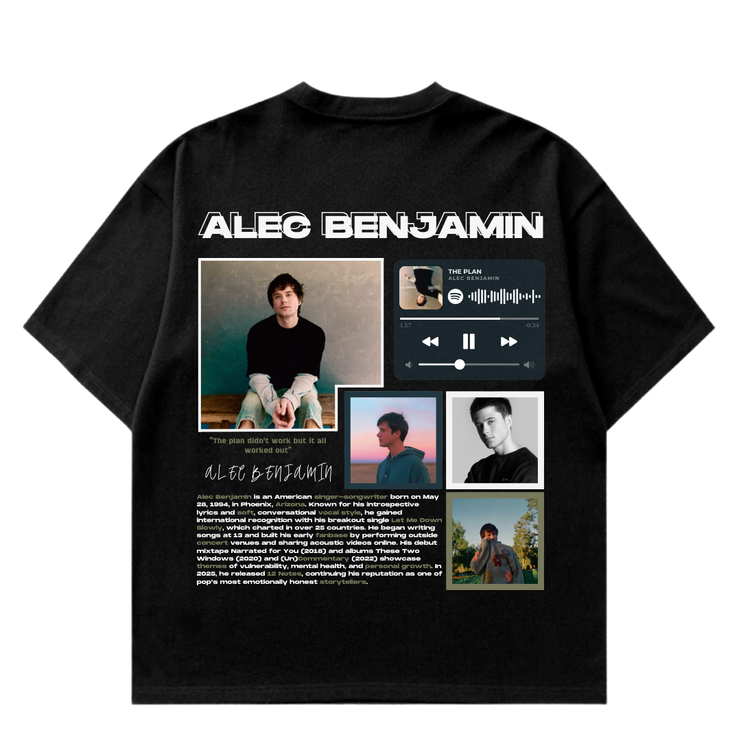 VISTELLA™ Kişiye Özel Oversize Alec Benjamin T-shirt