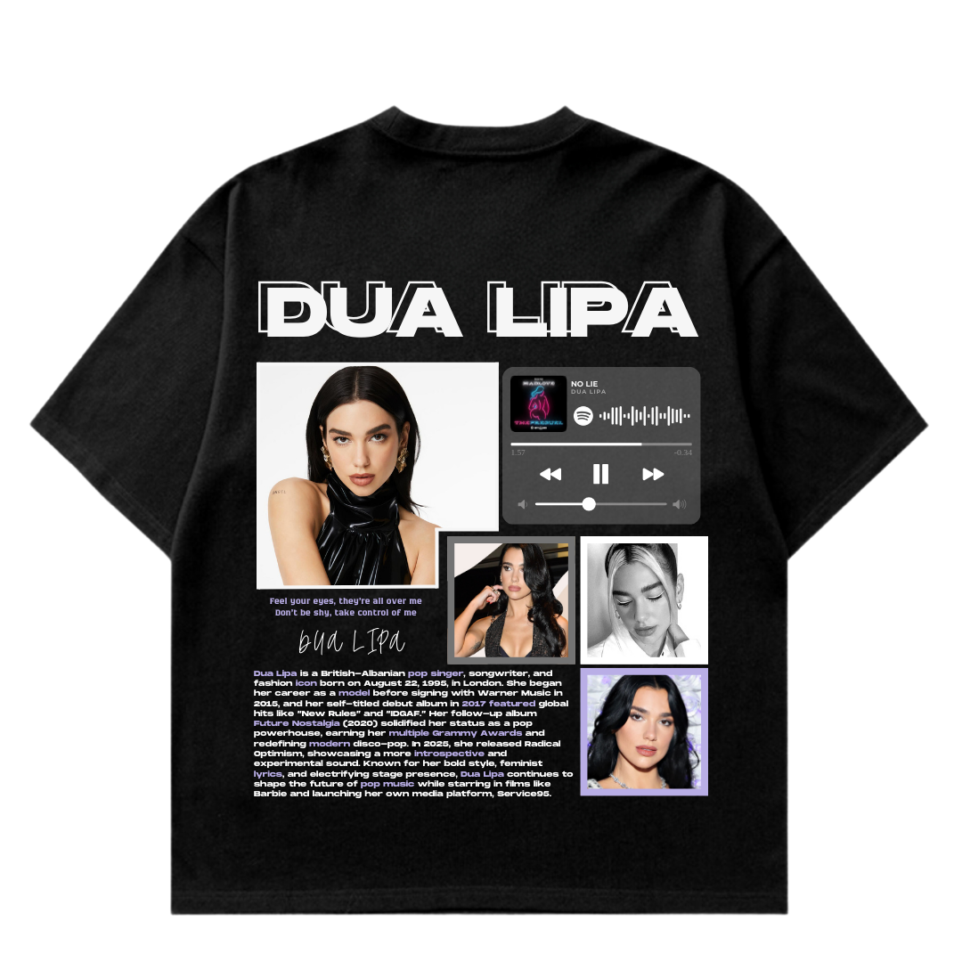 VISTELLA™ Kişiye Özel Oversize Dua Lipa T-shirt