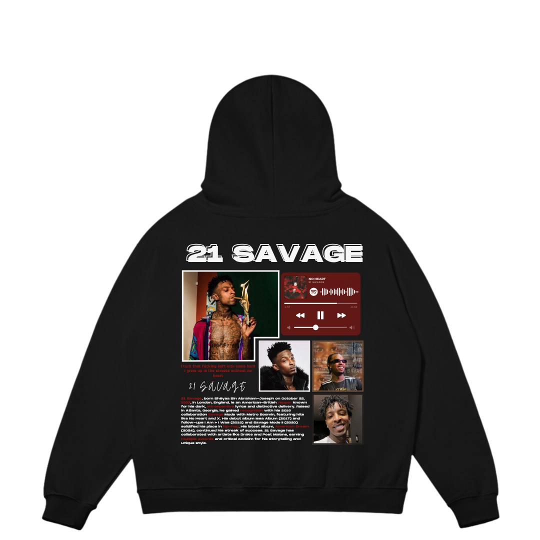 VISTELLA™ Kişiye Özel Oversize 21 Savage Hoodie