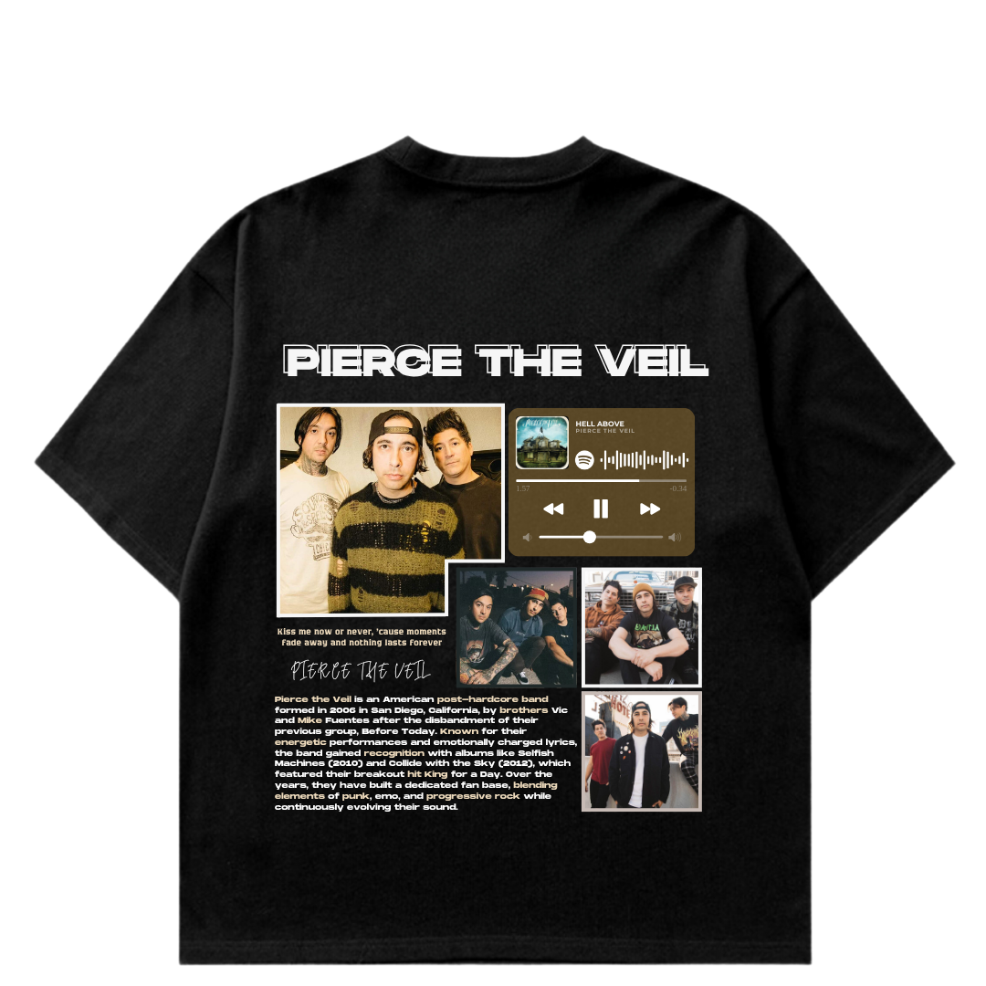 VISTELLA™ Kişiye Özel Oversize Pierce the Veil T-shirt