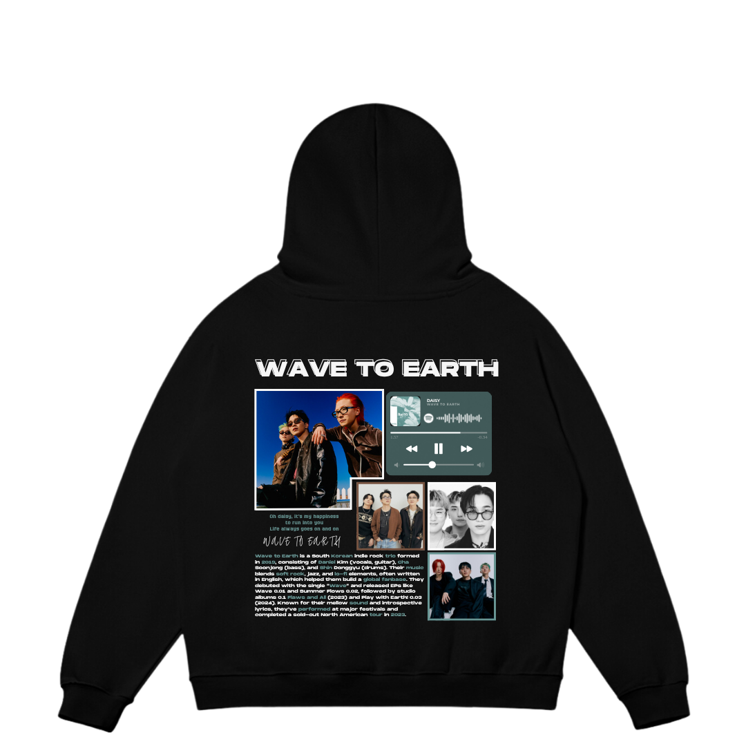 VISTELLA™ Kişiye Özel Oversize Wave To Earth Hoodie