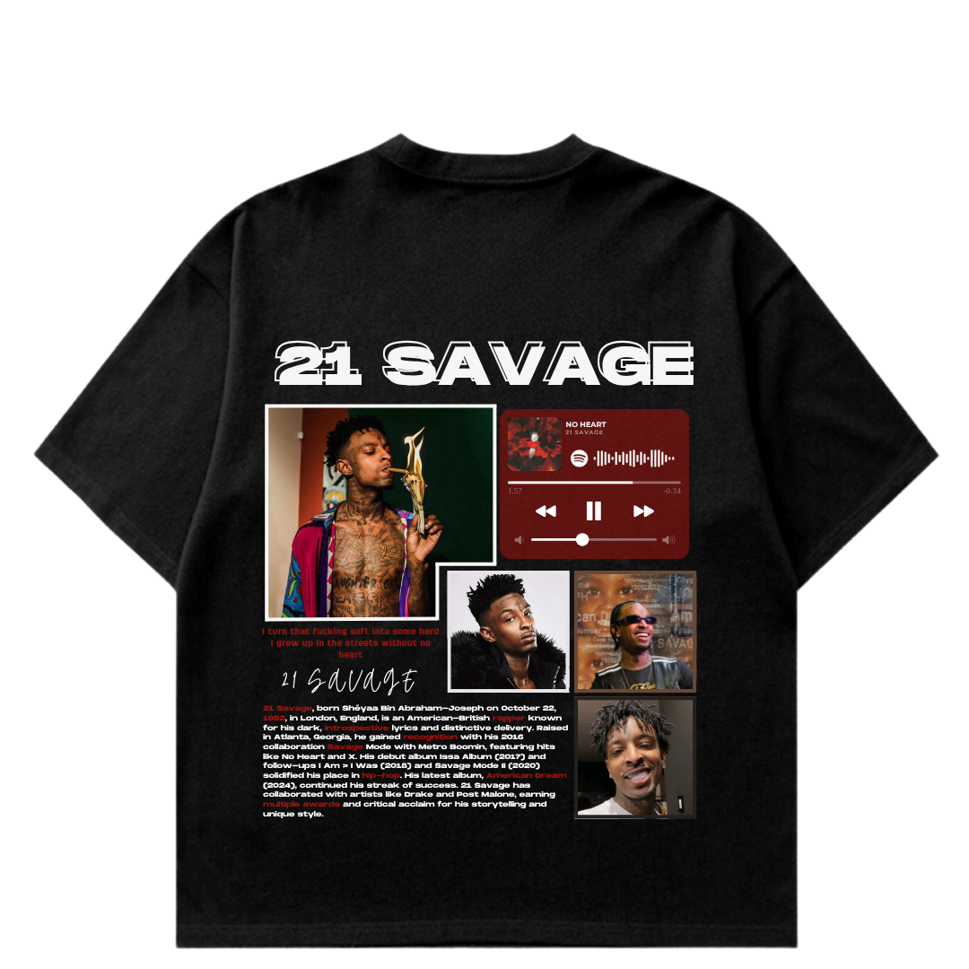 VISTELLA™ Kişiye Özel Oversize 21 Savage T-shirt