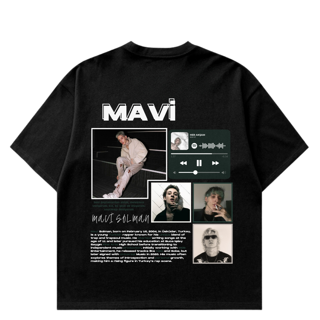 VISTELLA™ Kişiye Özel Oversize Mavi T-shirt