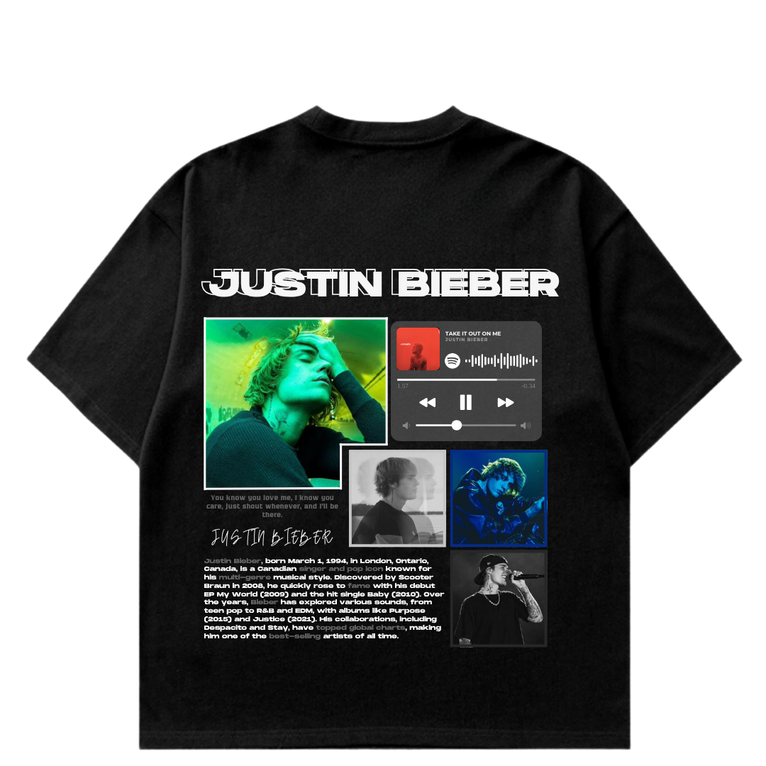VISTELLA™ Kişiye Özel Oversize Justin Bieber T-shirt