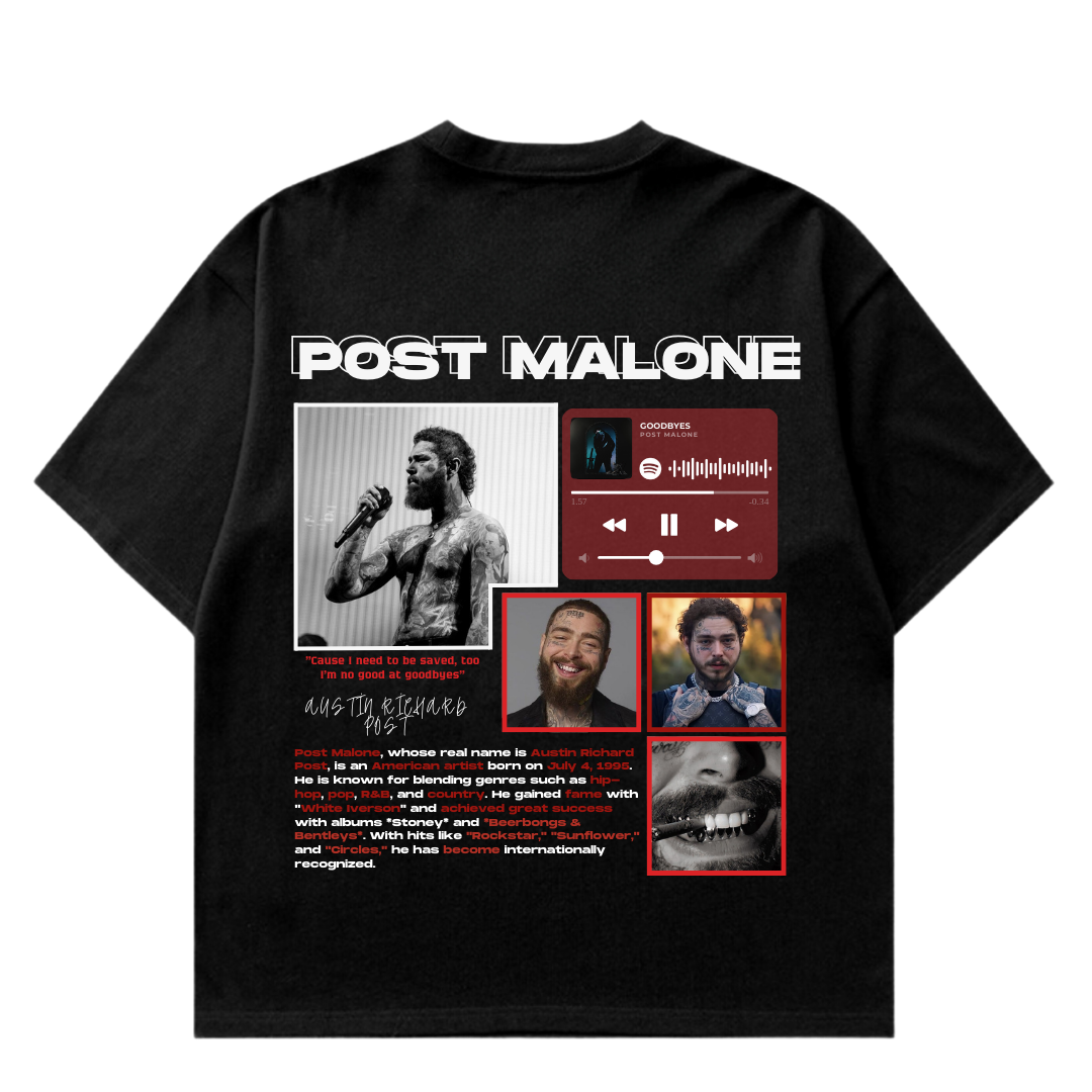 VISTELLA™ Kişiye Özel Oversize Post Malone T-shirt